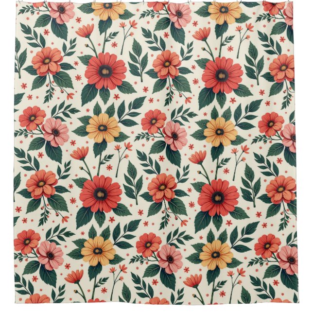 Cortina Para Box Simetria Floral Clássica (Frente)
