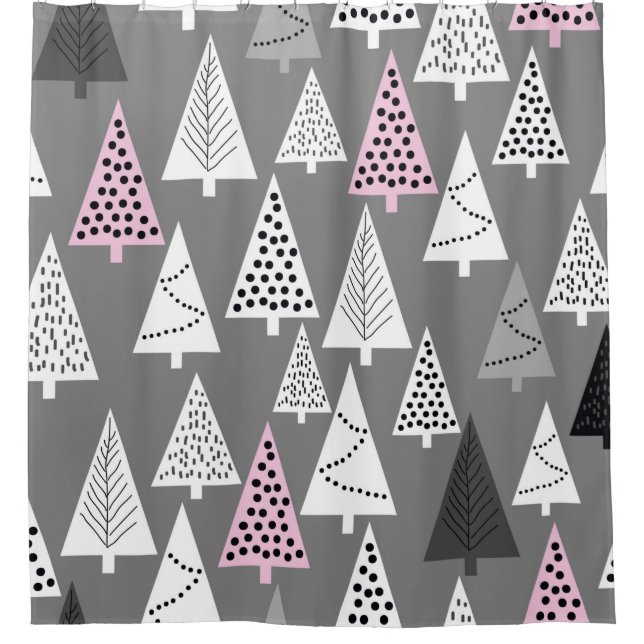 Cortina Para Box Simple Christmas pattern. Abstract gray and white  (Frente)