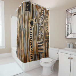 Cortina Para Box Simples preto e bege Japandi