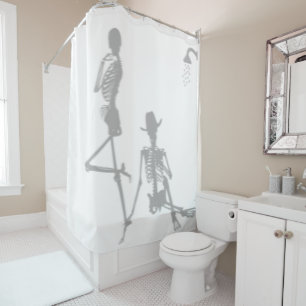 Cortina Para Box Skeleton Humor Chá Engraçado Cowboy Silhouket Bath