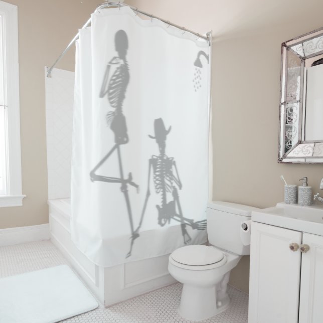 Cortina Para Box Skeleton Humor Chá Engraçado Cowboy Silhouket Bath (In Situ)