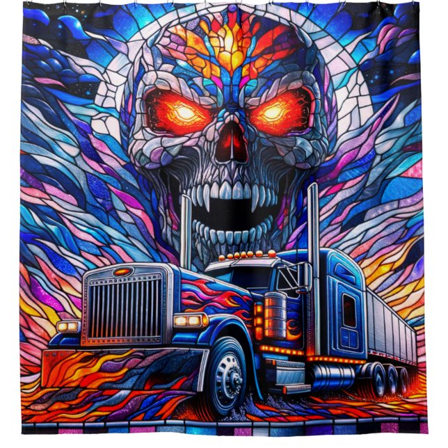 Cortina Para Box Skull e Semi Truck Art (Frente)