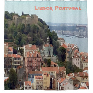 Cortina Para Box Skyline Watercolor de Lisboa