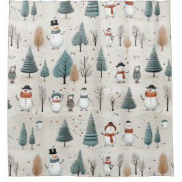 Cortina Para Box Snowman e árvores