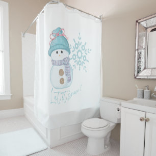 Cortina Para Box Snowman Snowflake Deixe-o nevar inverno