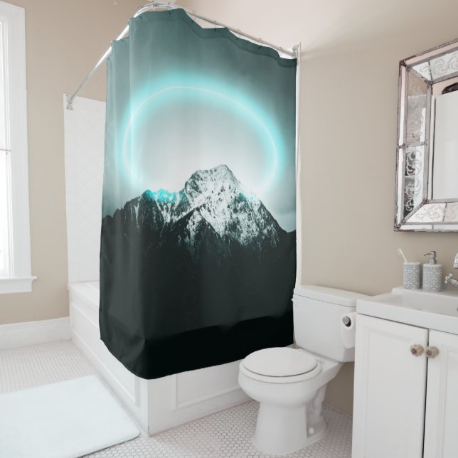 Cortina Para Box Snowy mountain mysterious blue neon light (In Situ)