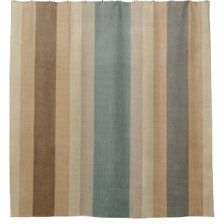 Cortina Para Box Soft Blue Cream Brown Peach Farmhouse Stripe