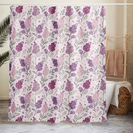 Cortina Para Box Soft Pink and Purple Lilac Floral Pattern