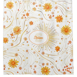 Cortina Para Box Sol e Raios sem costura do Ouro - com Abstrato Sta