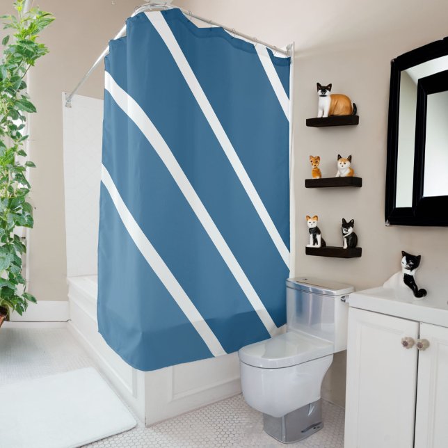 Cortina Para Box Sombras de azul: faixas angular (Criador carregado)