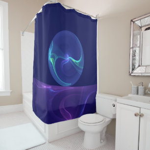 Cortina Para Box Sonho Abstrato Roxo Azul Luminoso Arte Fractal