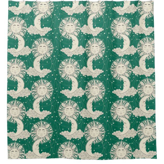 Cortina Para Box sonhos boêmios verdes (Frente)