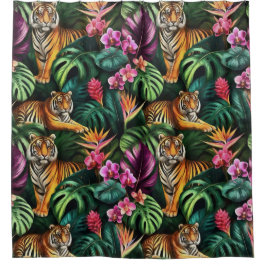 Cortina Para Box Sonhos da Selva de Tigre Padrão de Superfície Cont