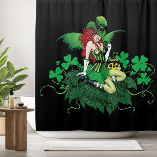 Cortina Para Box Sorte Verde Irlandês Fada Cabelo Vermelho Trevo