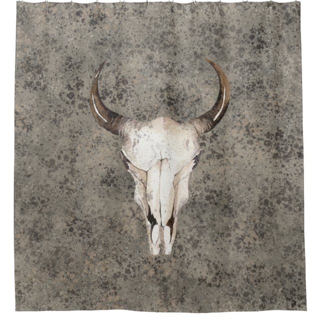 Cortina Para Box South-West Rustic Ranch Skull Marrom Salpico (Frente)