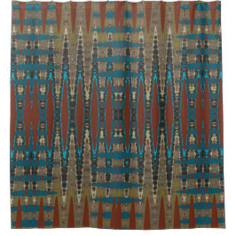 Cortina Para Box Southwestern Colours Zigzag Abstract Rust Green