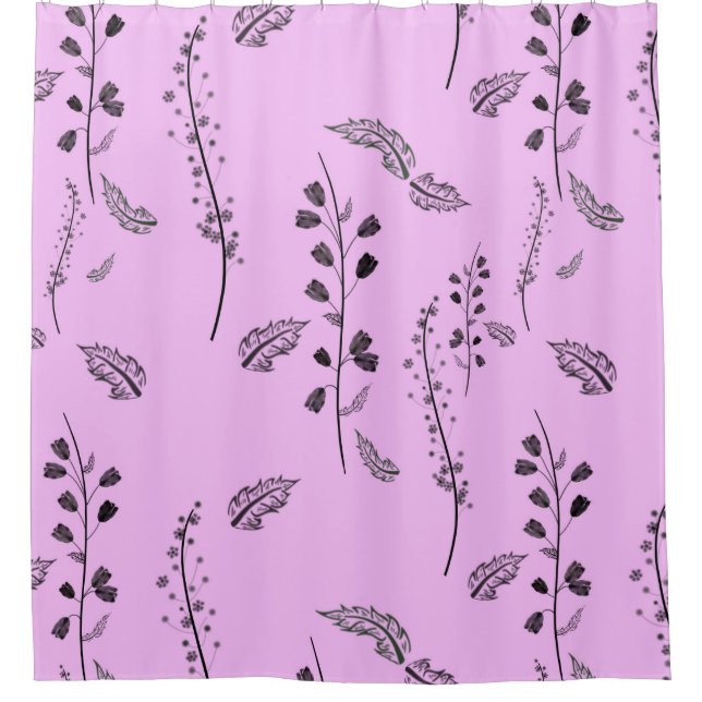 Cortina Para Box Sprigs com flores a rosa. (Frente)