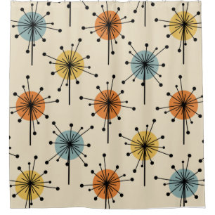 Cortina Para Box Sputnik Starburst Flowers Retro
