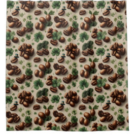 Cortina Para Box St. Patrick’s Day Coffee & Shamrock Pattern