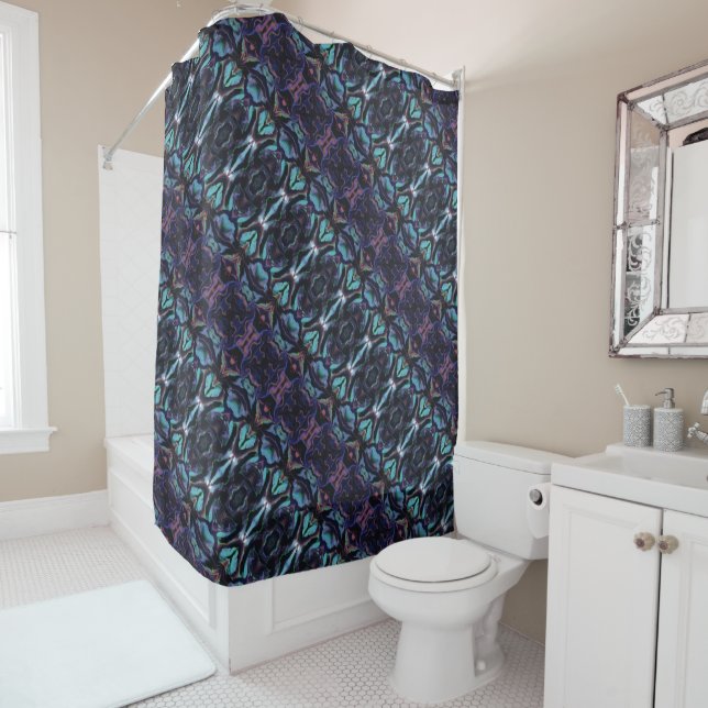 Cortina Para Box Stained Glass Acrylic Pour Inspired Shower Curtain (In Situ)