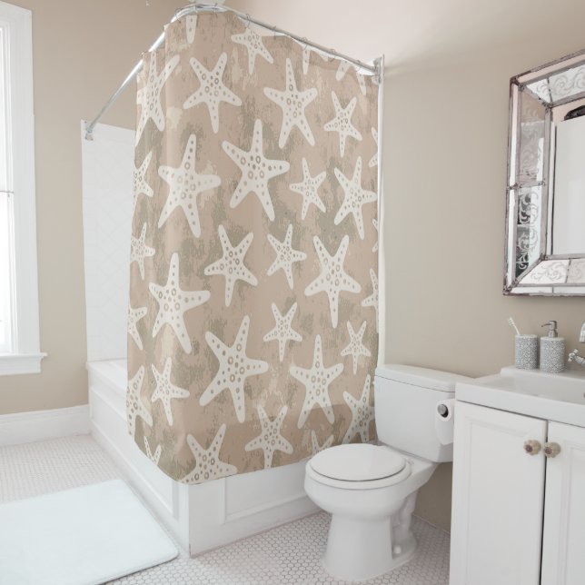 Cortina Para Box Starfish Pattern Sand Beige (In Situ)