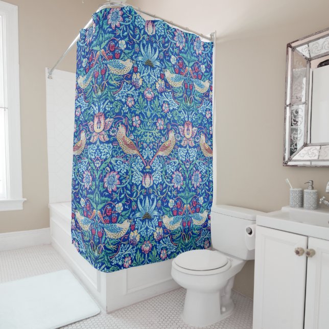Cortina Para Box Strawberry Thef Blue, William Morris (In Situ)