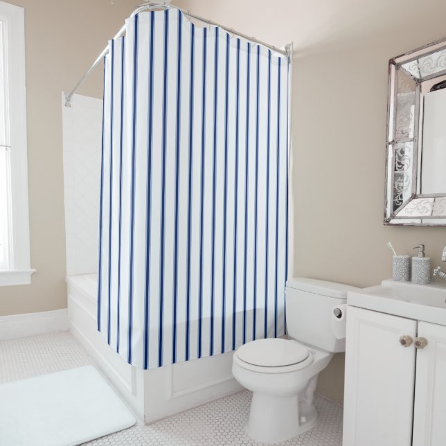 Cortina Para Box Stripes Modern Indigo Minimalist Elegance (In Situ)