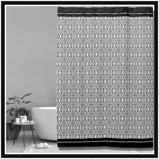 Cortina Para Box Stylish Black & White Geometric Pattern (Criador carregado)