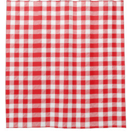 Cortina Para Box Stylish Red and White Checkered Shower Curtain