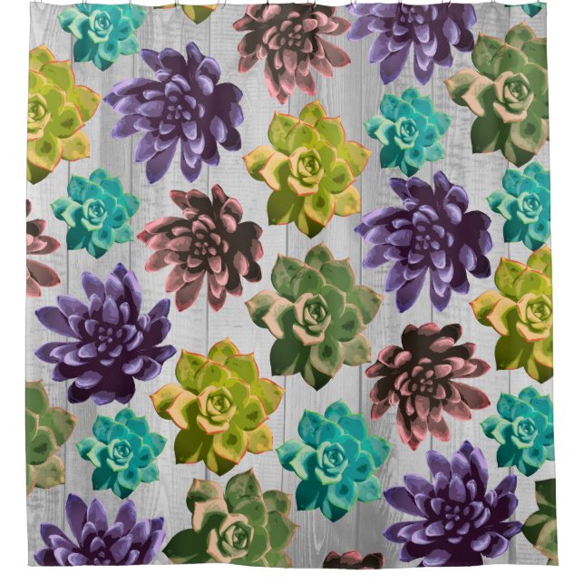 Cortina Para Box Sucultivos russos e planícies de madeira de Cinzas (Frente)