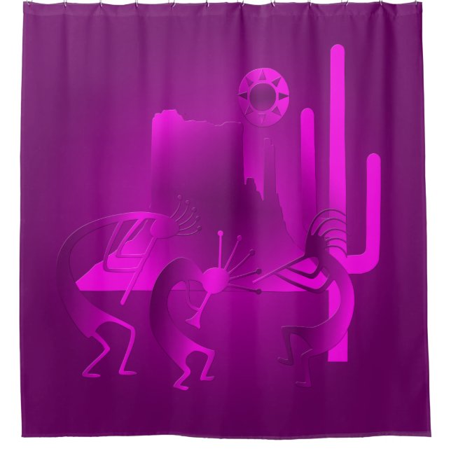 Cortina Para Box Sudoeste Kokopelli em Roxo (Frente)