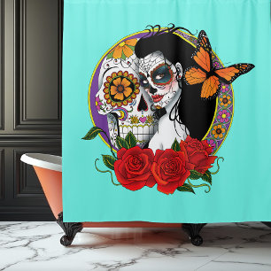 Cortina Para Box Sugar Skulls Art Nouveau