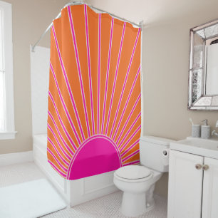 Cortina Para Box Sun Sunrise Laranja E Pré-Disquete Rosa Quente