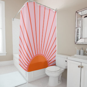 Cortina Para Box Sun Sunrise Pastel Rosa E Laranja Sol
