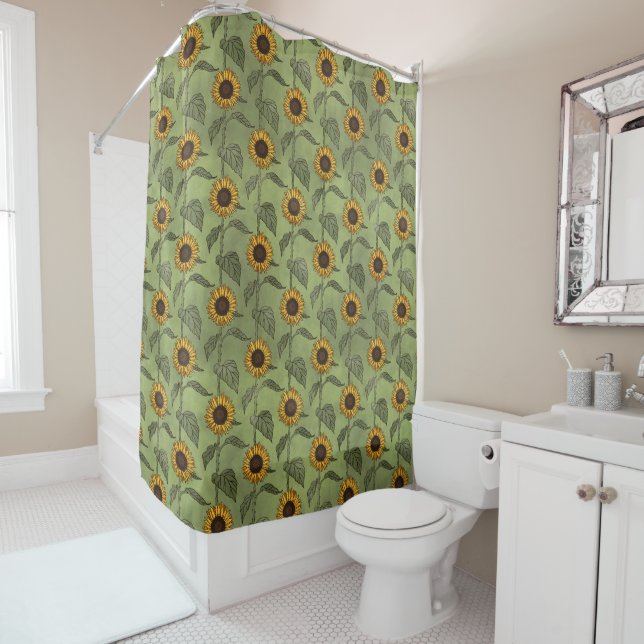 Cortina Para Box Sunflower County Rustic Floral Green Amarelo (In Situ)