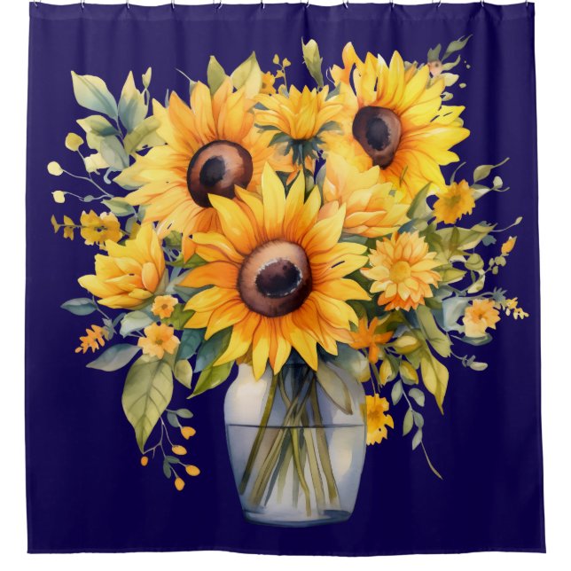 Cortina Para Box Sunflowers in Vase Shower Curtain (Frente)