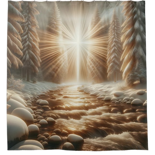 Cortina Para Box "Sunlit Winter Forest Cross" (Frente)