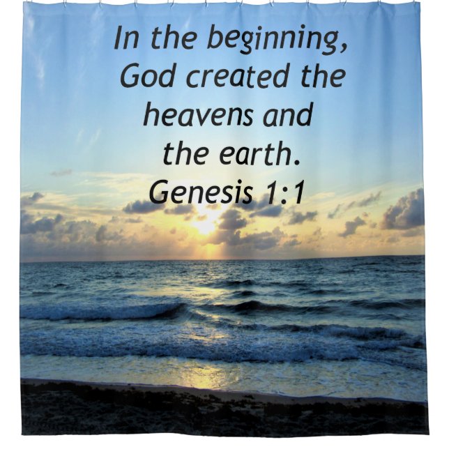 CORTINA PARA BOX SUNRISIS SERENE GENESIS 1:1 SCRIPTURE FOTO (Frente)