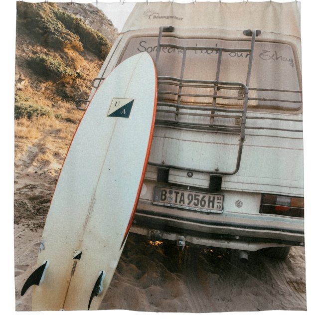 Cortina Para Box Surfboard branca e preta (Frente)