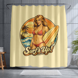 Cortina Para Box Surf's Up Bikini Pin-Up | Retro Surf Shop Graphic