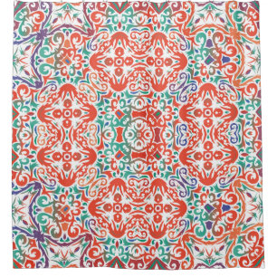 Cortina Para Box Talavera mexicana: Colagem de Azulejos Étnicos.