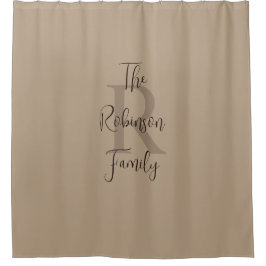 Cortina Para Box Tan e Brown Família Nome Monogramado 