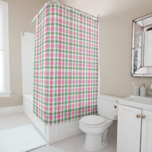 Cortina Para Box Tartan De Xadrez Rosa E Verde Verificado Padrão