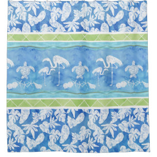 Cortina Para Box Tartaruga de mar tropical Shell do flamingo da