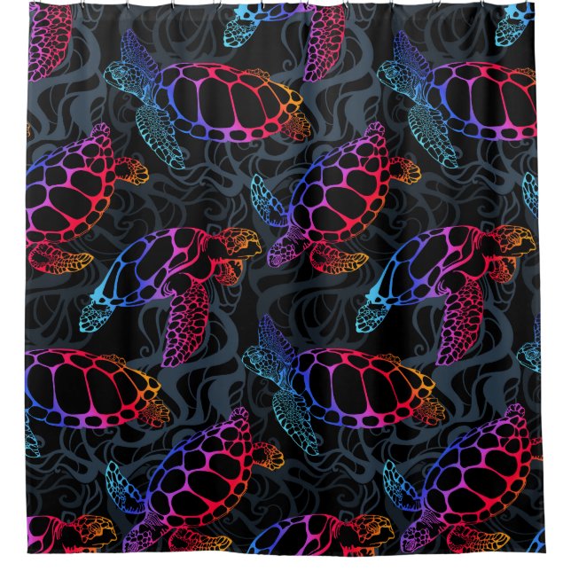 Cortina Para Box Tartaruga Psicodélica do Mar Boho (Frente)