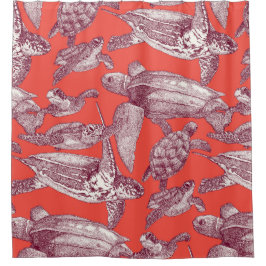 Cortina Para Box tartarugas marinhas claret vermelho