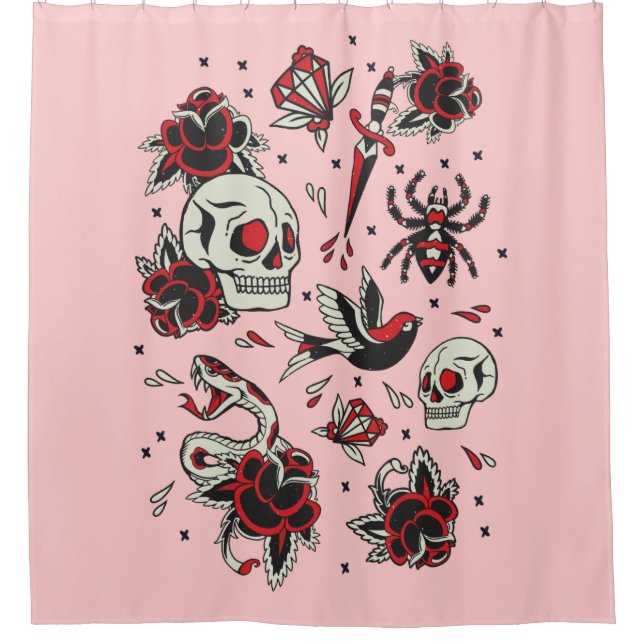 Cortina Para Box Tatuagem na Escola Antiga (Frente)