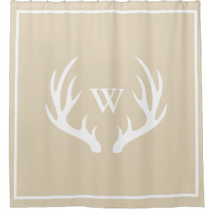 Cortina Para Box Taupe claro dos Antlers brancos elegantes dos