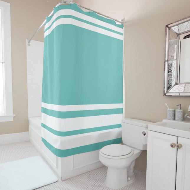 Cortina Para Box Teal Claro : Linhas Modernas em Branco (In Situ)