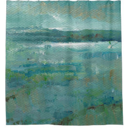 Cortina Para Box Teal Costeiro abstrato